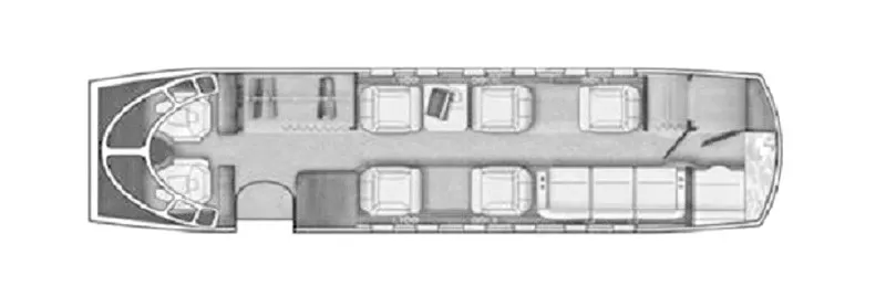 Hawker 850XP cabin layout