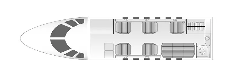 Hawker 900XP cabin layout