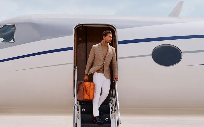 A guest stepping off a Jetex private jet